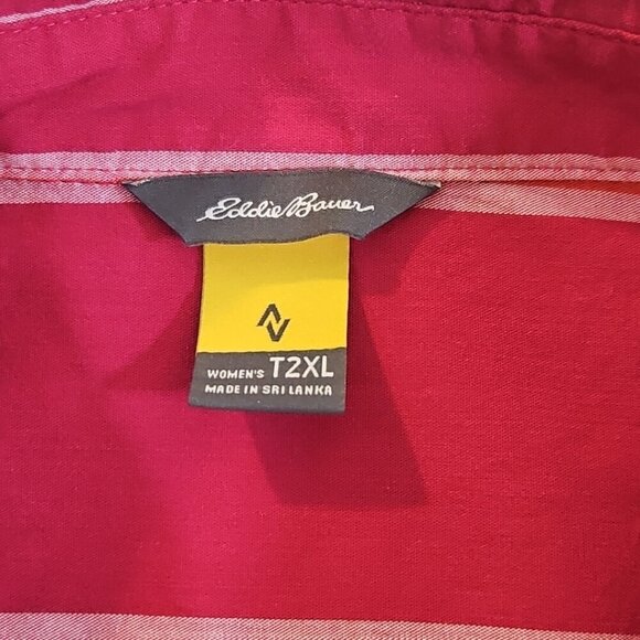 Eddie Bauer Long Sleeve Blouse Women's T2XL Fuchsia Striped Button Down EUC LN - Picture 5 of 16